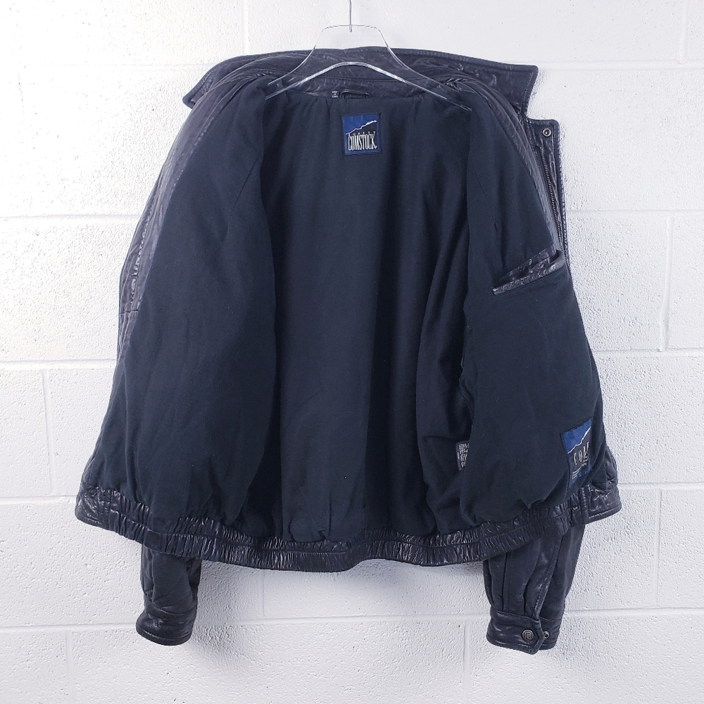 Vintage Robert Comstock Genuine Leather Casual Bomber Jacket Men's Size Large - Picture 3 of 13